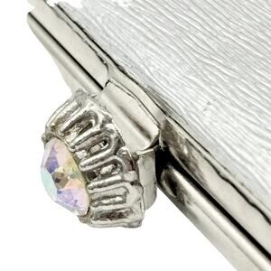 Vintage Silver Evening Clutch with Aurora Borealis Clasp